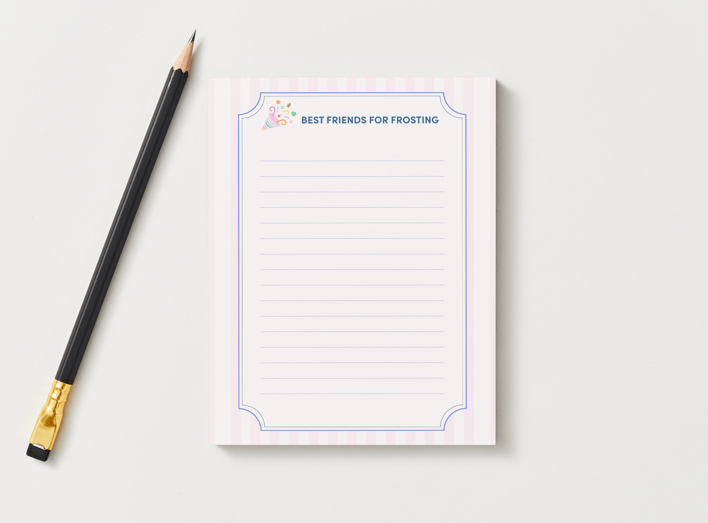 Best Friends for Frosting Tear-Off Pink Striped Notepad