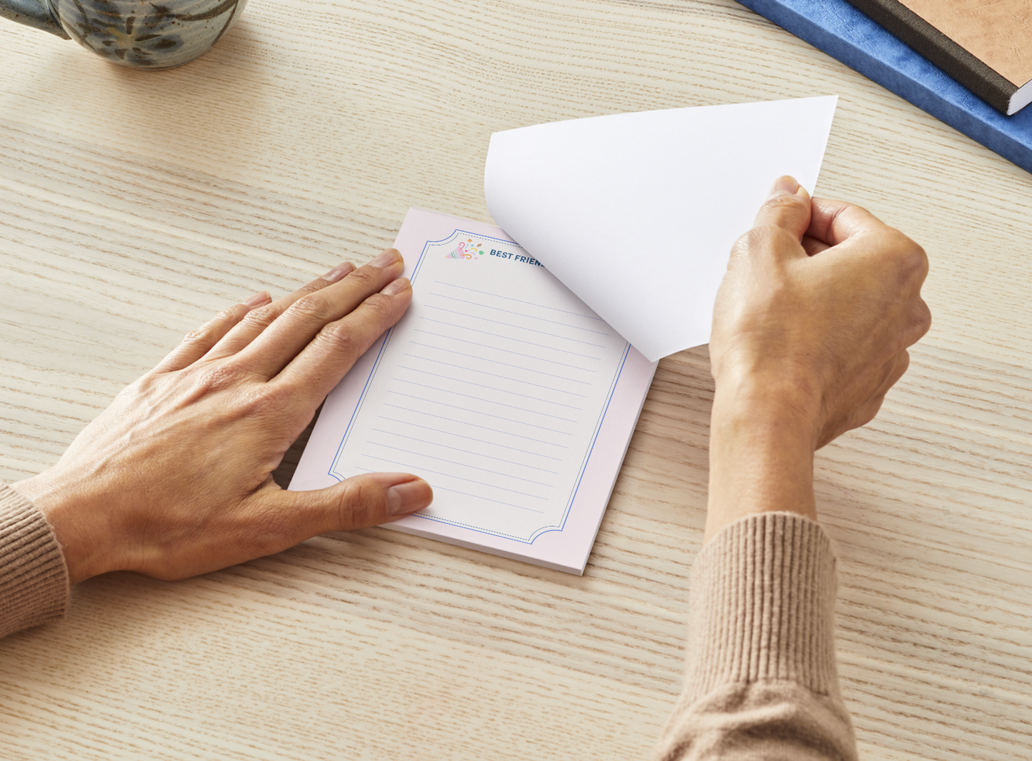 Best Friends for Frosting Tear-Off Solid Light Pink Notepad